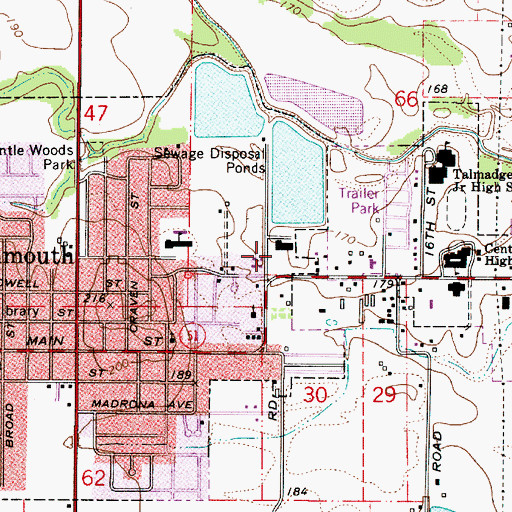 Topographic Map of Monmouth Public Works, OR