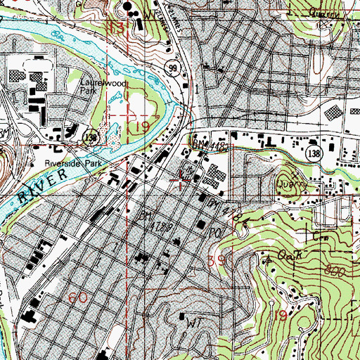 Topographic Map of Roseburg Public Works, OR