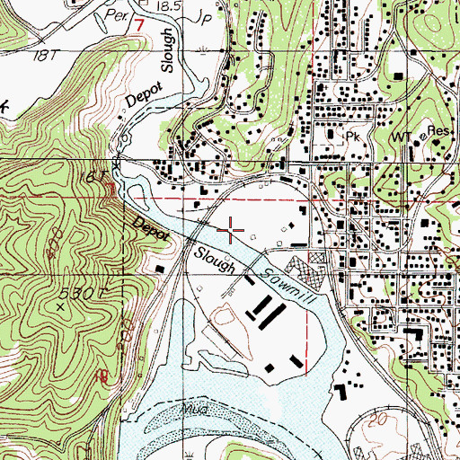 Topographic Map of Toledo Publlic Works, OR