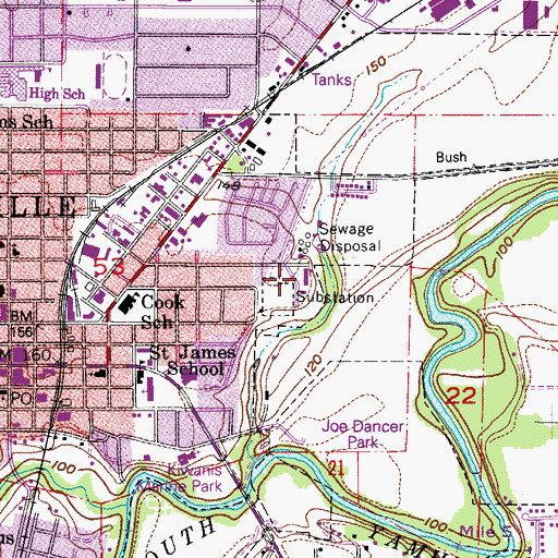 Topographic Map of McMinnville Public Works, OR