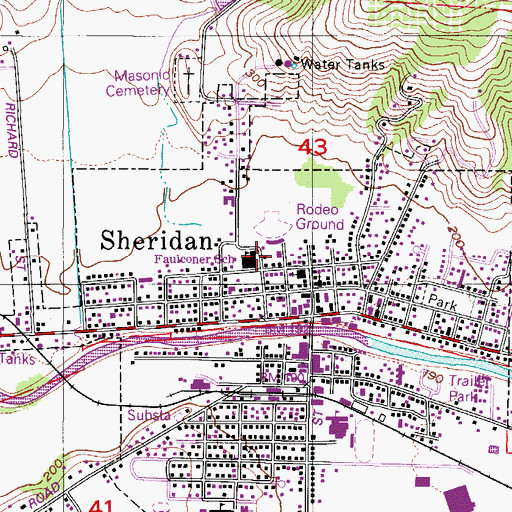 Topographic Map of Sheridan Public Works, OR