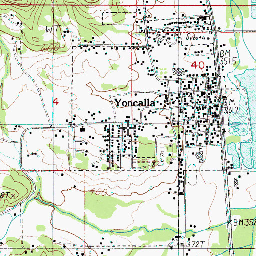 Topographic Map of Yoncalla Public Works, OR