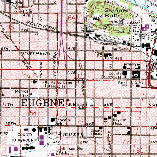 Topographic Map of Community Center for the Performing Arts WOW Hall, OR