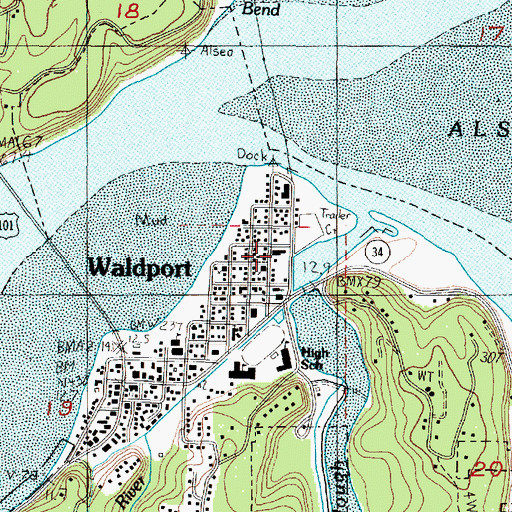 Topographic Map of Waldport Heritage Museum, OR
