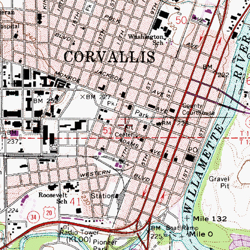 Topographic Map of The Arts Center, OR