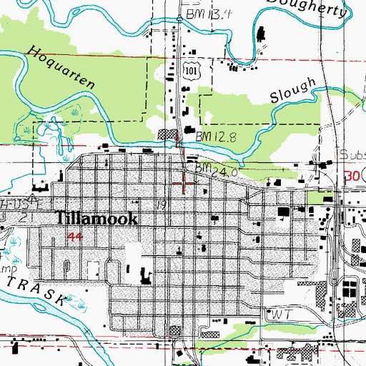 Topographic Map of Tillamook County Pioneer Museum, OR