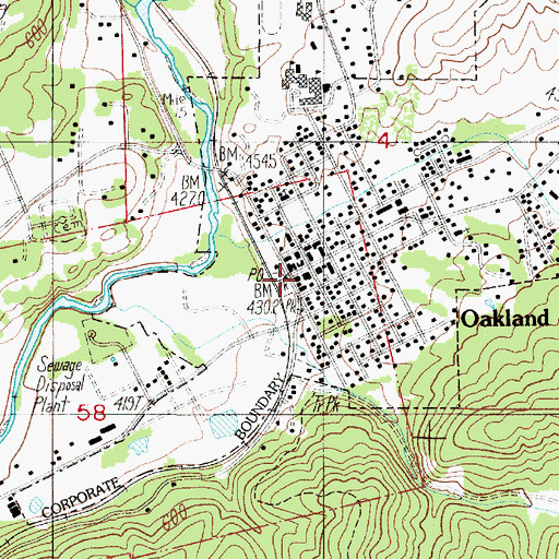 Topographic Map of Oakland Museum, OR
