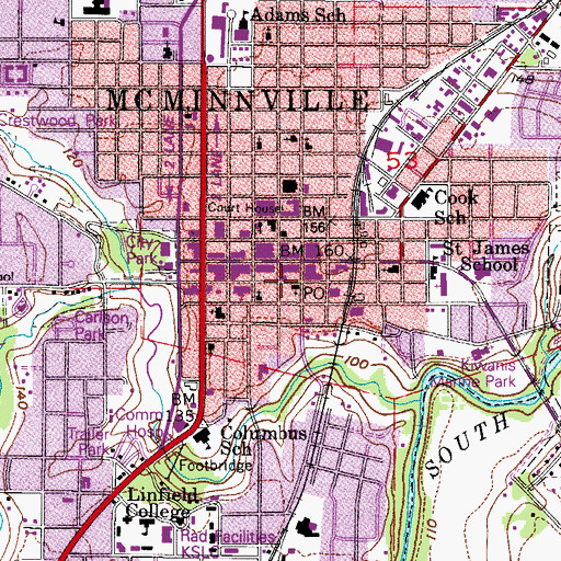 Topographic Map of Gallery Theatre, OR