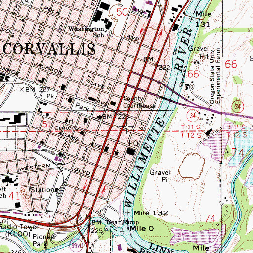 Topographic Map of Majestic Theatre, OR
