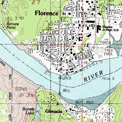 Topographic Map of Florence City Hall, OR