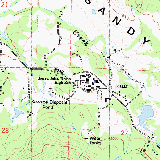 Topographic Map of Sierra High School, CA