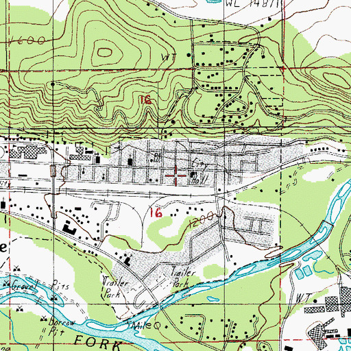 Topographic Map of Oakridge Library, OR