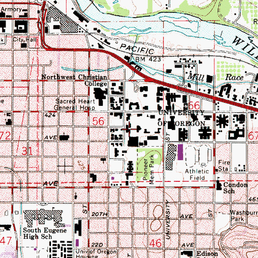 Topographic Map of Jordan Schnitzer Museum of Art, OR