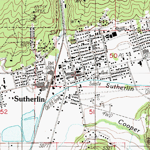 Topographic Map of Sutherlin City Hall, OR