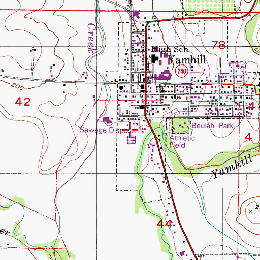 Topographic Map of Yamhill City Public Works, OR