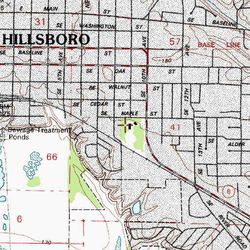 Topographic Map of Hillsboro Shute Park Branch Library, OR