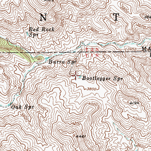 Topographic Map of Bootlegger Spring, AZ