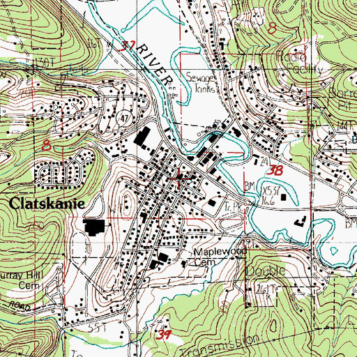 Topographic Map of Clatskanie City Hall, OR