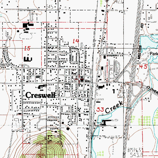 Topographic Map of Creswell Library, OR