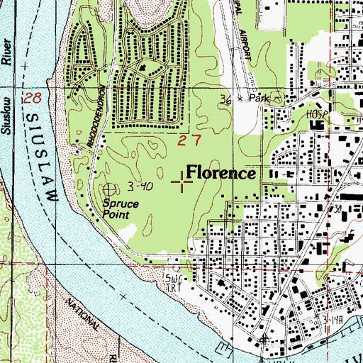 Topographic Map of Florence Justice Center, OR