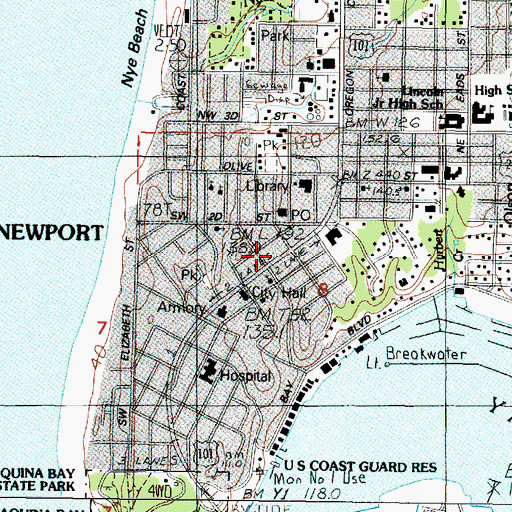 Topographic Map of Red Cross Lincoln District, OR