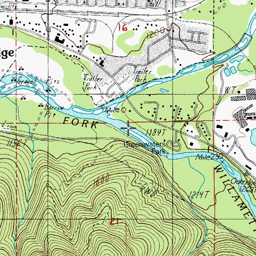 Topographic Map of Greenwater Park Siuslaw Bank Amphitheatre, OR