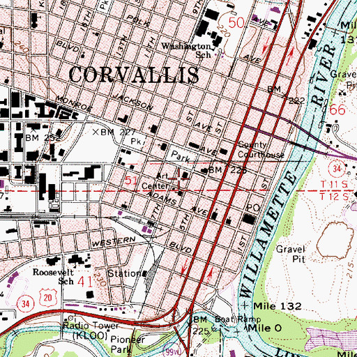 Topographic Map of City of Corvallis Municipal Court, OR