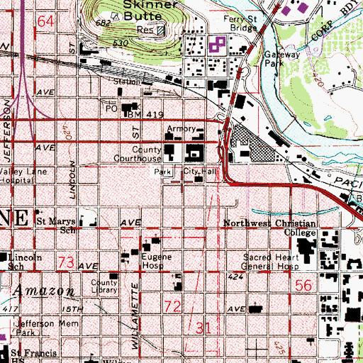 Topographic Map of The John G Shedd Institute for the Arts, OR