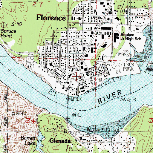 Topographic Map of Siuslaw Pioneer Museum, OR