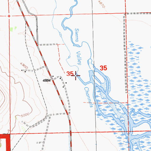 Topographic Map of Sierra Valley Channels, CA