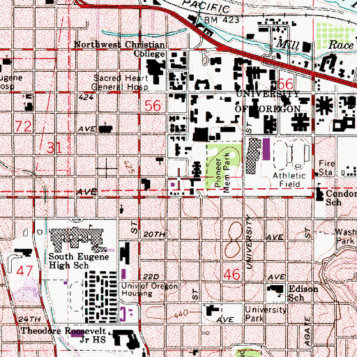 Topographic Map of University of Oregon School of Music Beall Concert Hall, OR