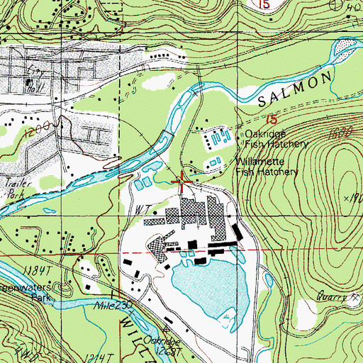 Topographic Map of Willamette Fish Hatchery and Museum, OR