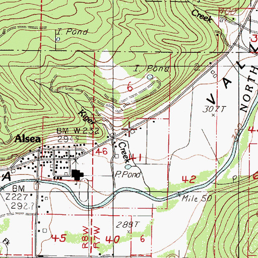 Topographic Map of Alsea Community Library, OR
