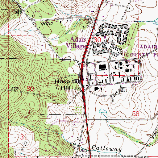 Topographic Map of Adair Village Municipal Court, OR