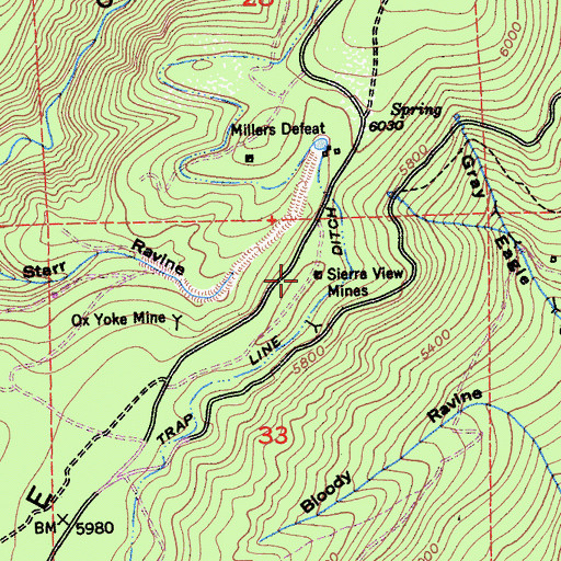 Topographic Map of Sierra View Mines, CA