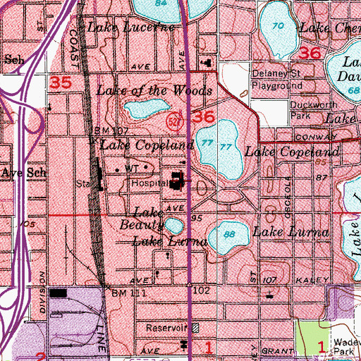 Topographic Map of Orlando Regional Healthcare System Air Care Team, FL