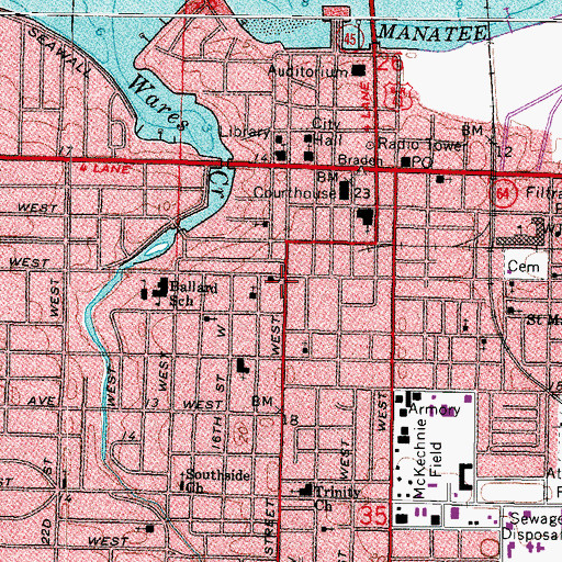 Topographic Map of West Coast - Southern Medical Services Headquarters, FL