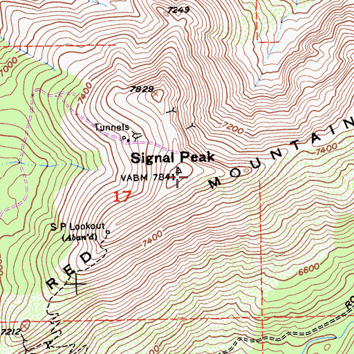 Topographic Map of Signal Peak, CA