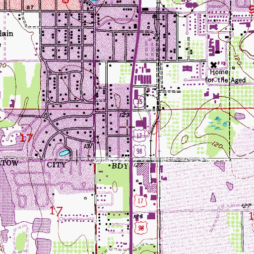 Topographic Map of Polk County Emergency Medical Services Station 1 - 8 Bartow, FL