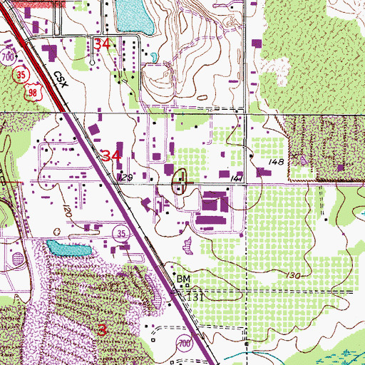 Topographic Map of Polk County Emergency Medical Services Station 44 Southeast Lakeland, FL