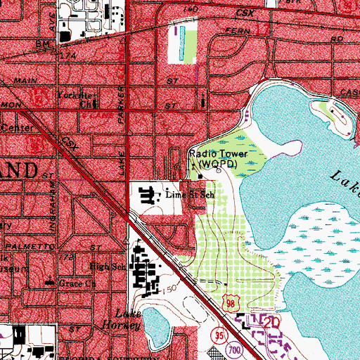 Topographic Map of Polk County Emergency Medical Services Station 33, FL