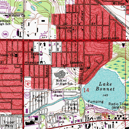 Topographic Map of Polk County Rescue Station 31/32 West Lakeland, FL