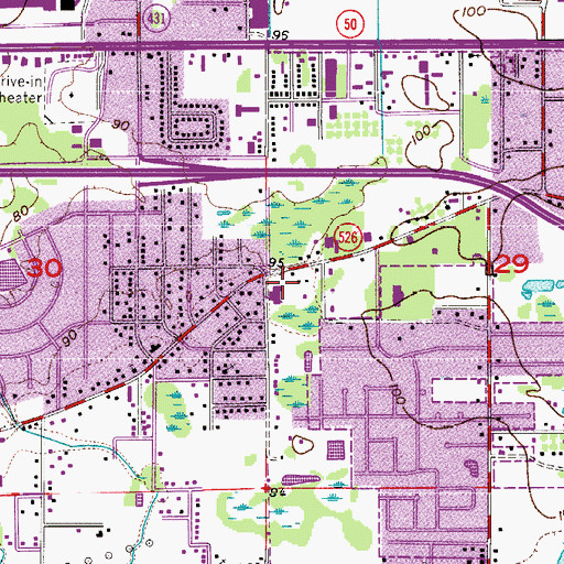 Topographic Map of Rural/Metro of Central Florida, FL