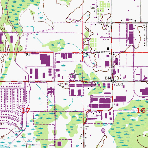 Topographic Map of American Ambulance of Central Florida, FL