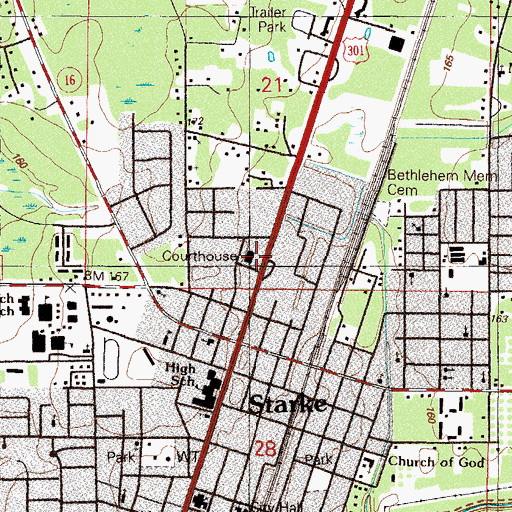 Topographic Map of Bradford County Emergency Medical Services Station 6, FL