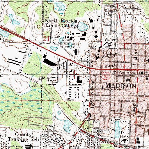 Topographic Map of Madison County Emergency Medical Services, FL