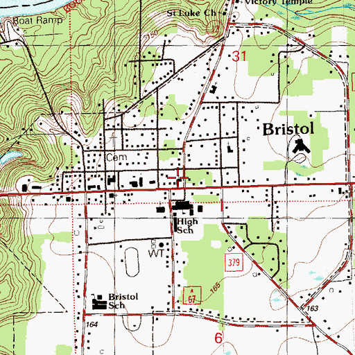 Topographic Map of Liberty County Emergency Medical Services, FL