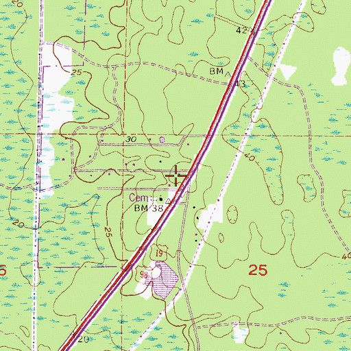 Topographic Map of Levy County Emergency Medical Services Station 3, FL