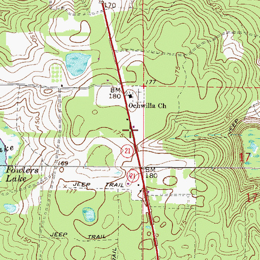 Topographic Map of Putnam County Emergency Medical Services Rescue Station 87, FL