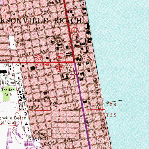 Topographic Map of Jacksonville Fire and Rescue Department Rescue 71, FL